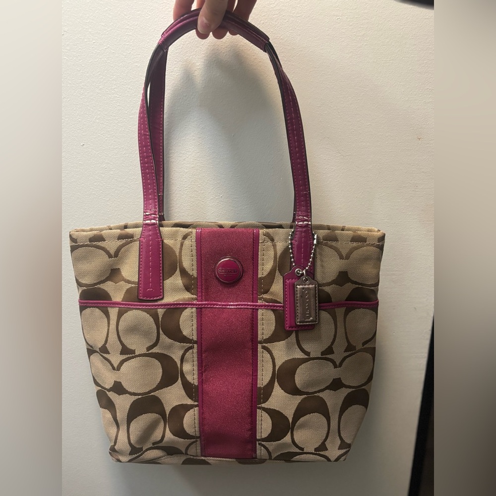 Coach Signature Tote w/ Pink Leather Trim (Y2K)